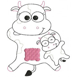 Stickmuster - Kuh Familie